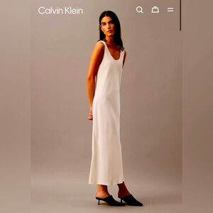 Calvin Klein Viscose Satin Maxi Slip Dress